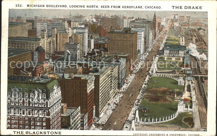 Chicago Illinois Michigan Boulevard The Drake aerial view