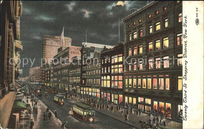 New York City 23rd Street Shopping District at night