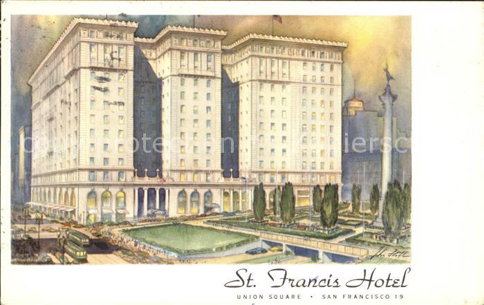 San Francisco California St Francis Hotel Union Square Illustration Kuenstlerkar