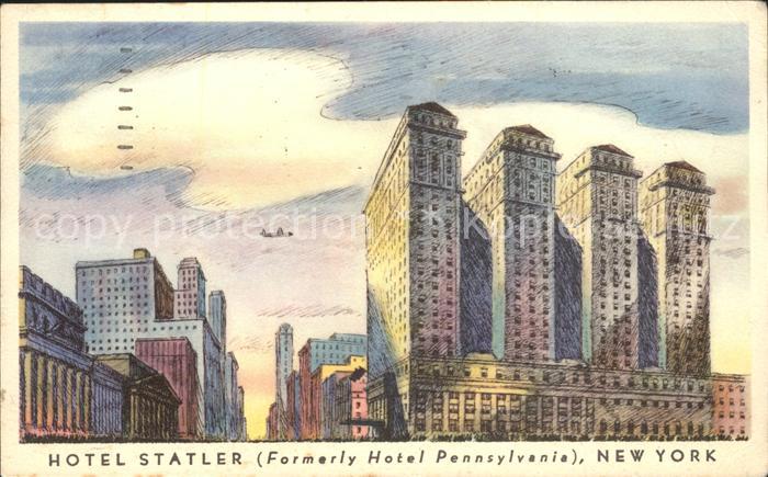 New York City Hotel Statler formerly Hotel Pennsylvania Skyscraper Illustration