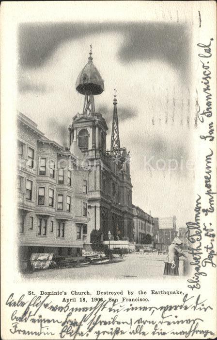 San Francisco California St Dominic's Church destroyed by the Earthquake in 1906