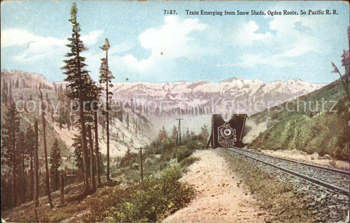 Lokomotive Train Emerging Snow Sheds Ogden Route