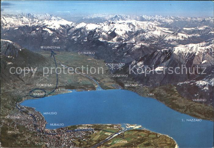 Lago Maggiore mit Locarno und Umgebung Panoramakarte