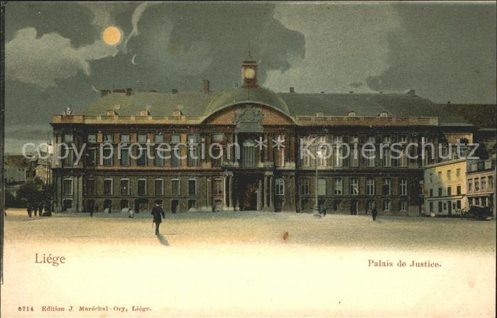 Liege Luettich Palais de Justice au clair de lune