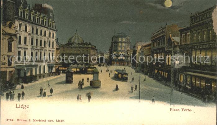 Liege Luettich Place Verte au clair de lune