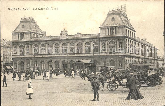 Bruxelles Bruessel Gare du Nord Bahnhof Pferdekutschen