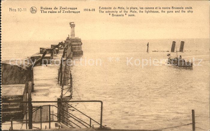 Zeebrugge Ruines Mole Phare Canons Navire Brussel