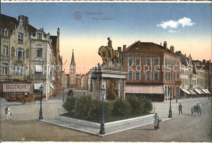 Ostende Oostende Place Leopold Monument Reiterstandbild