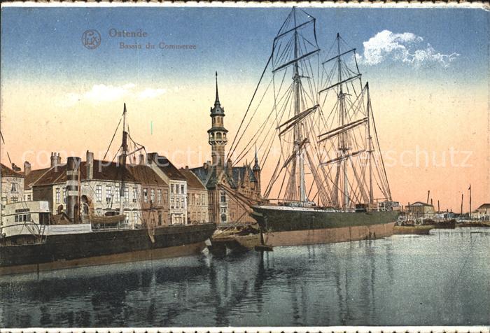 Ostende Oostende Bassin du Commerce Segelschiff