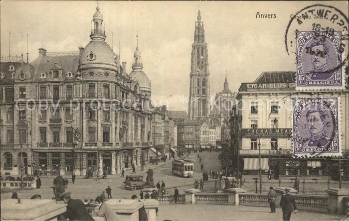 Anvers Antwerpen Canal au Surcre Eglise Stempel auf AK