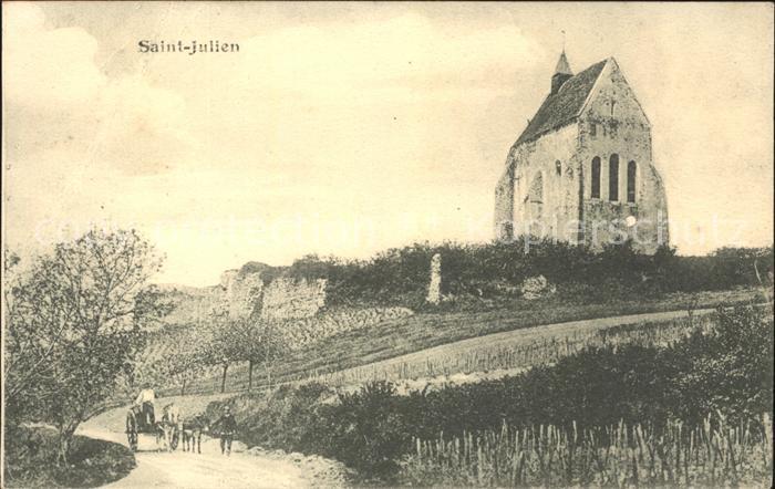 Saint Julien West Vlaanderen Eglise Pferdefuhrwerk