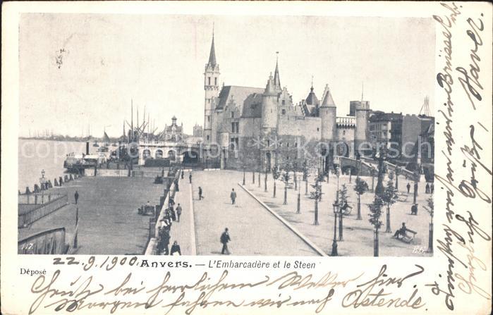 Anvers Antwerpen Embarcadere et le Steen ancien Chateau