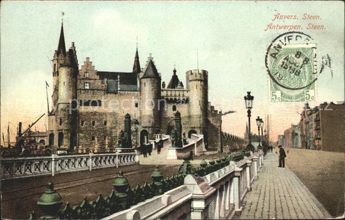 Anvers Antwerpen Le Steen ancien Chateau Stempel auf AK