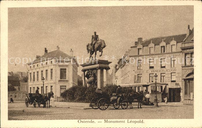 Ostende Oostende Monument Leopold Pferdekutsche Reiterstandbild