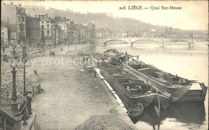 Liege Luettich Quai sur Meuse Bateau Pont
