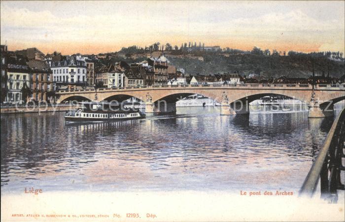 Liege Luettich Pont des Arches Bateau