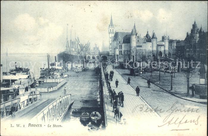 Anvers Antwerpen Embarcadere et le Steen ancien Chateau