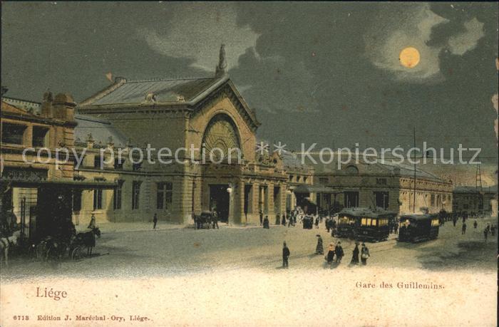 Liege Luettich Gare des Guillemins au clair de lune