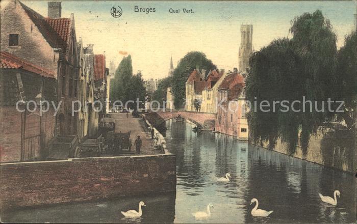 Bruges BRUGGE Belgie Quai Vert Pont Schwaene