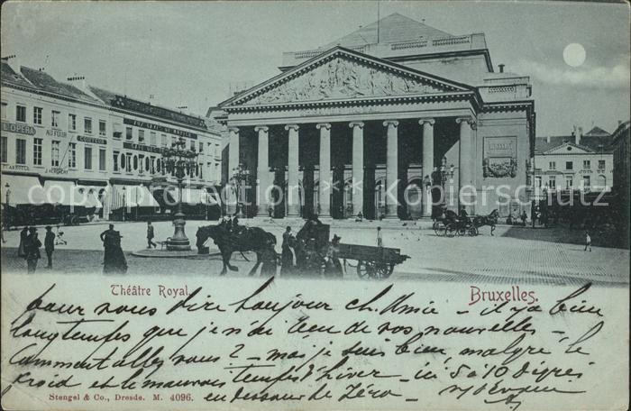 Bruxelles Bruessel Theatre Royal au clair de lune Mondsche