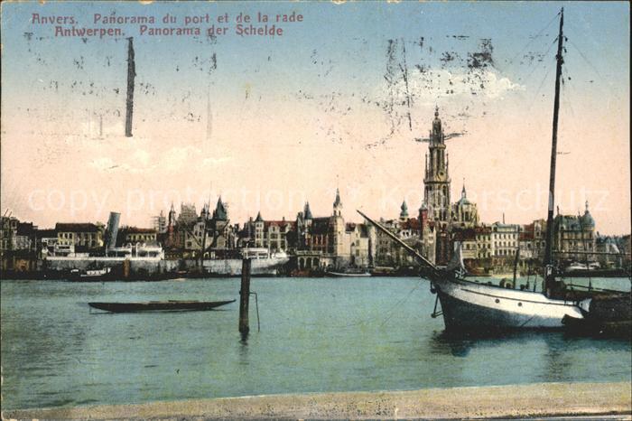 Anvers Antwerpen Port et la Rade Bateau Eglise Schelde K