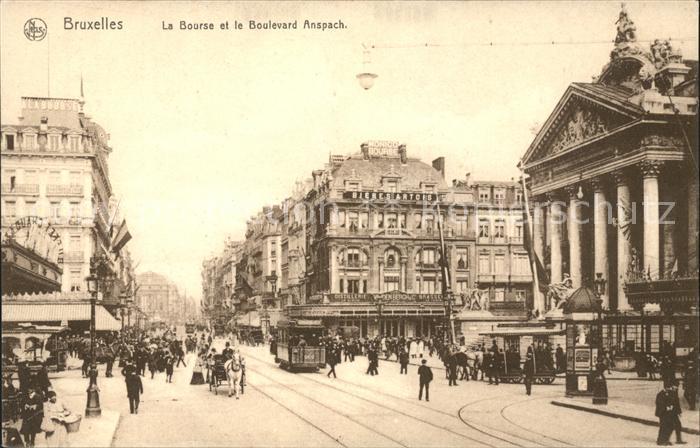 Bruxelles Bruessel La Bourse et Boulevard Anspach Tram