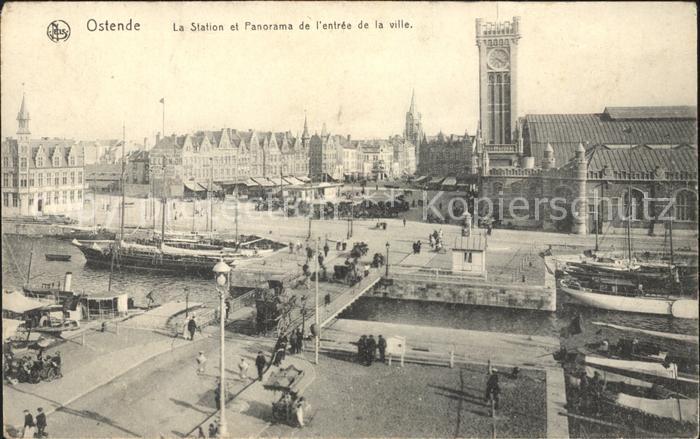 Ostende Oostende Station et Panorama de l'entree de la ville Bateau