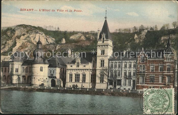 Dinant Wallonie Hotel de Ville et la Poste Stempel auf AK