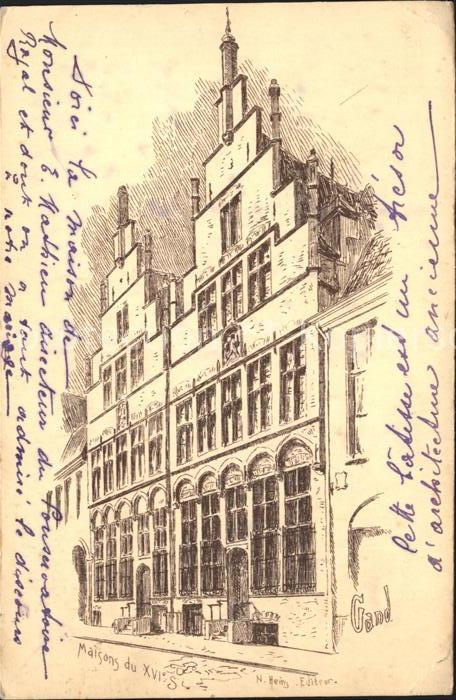 Gand Belgien Maison du XVI siecle Dessin Künstlerkar