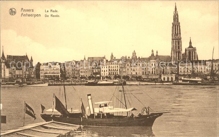 Anvers Antwerpen La Rade Bateau Eglise