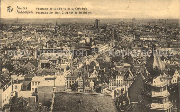 Anvers Antwerpen Panorama de la ville vu de la Cathedrale