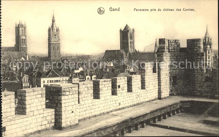 Gand Belgien Panorama vue prise du Chateau des Comtes Eglise