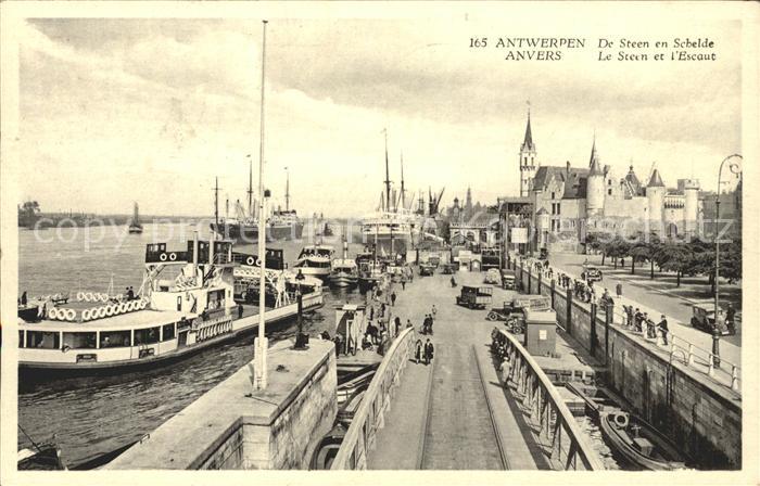 Anvers Antwerpen Le Steen et l'Escaut Chateau Bateau