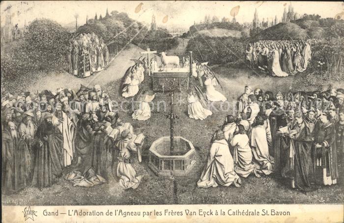 Gand Belgien Adoration de l'Agneau par les Freres Van Eyck Cathedrale Saint Bavo
