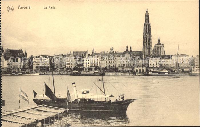 Anvers Antwerpen La Rade Bateau Eglise