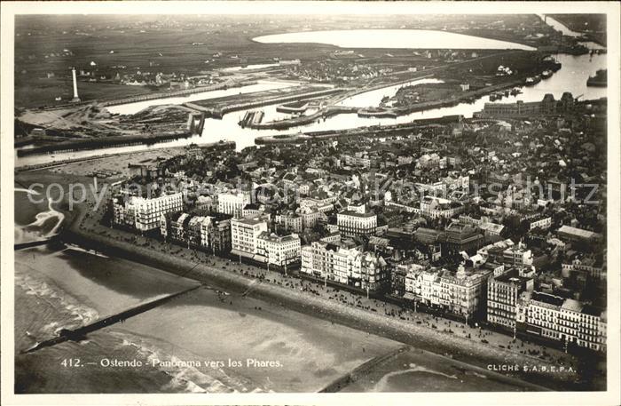 Ostende Oostende Panorama vers les Phares vue aerienne
