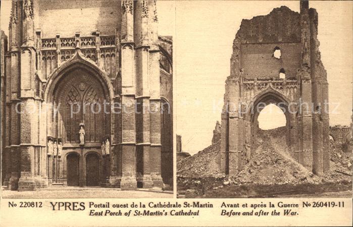 Ypern Ypres Ruines de la Cathedrale Saint Martin Gr