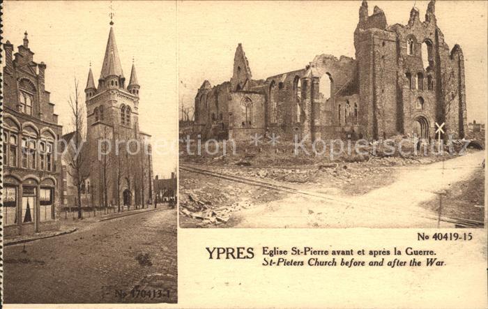 Ypern Ypres Eglise Saint Pierre avant et apres la G