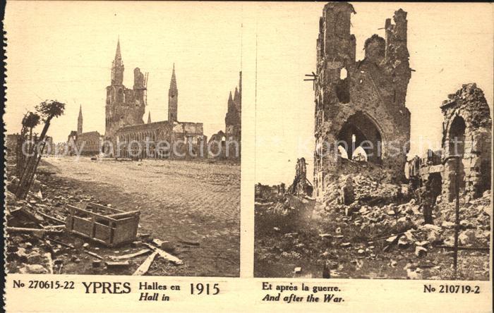 Ypern Ypres Halles avant et apres la Guerre Trümmer