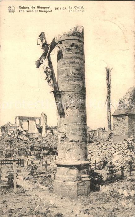Nieuport-Ville Ruines Le Christ Grande Guerre Trümmer