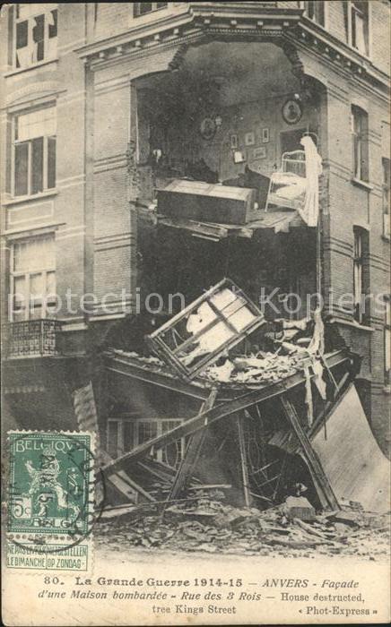 Anvers Antwerpen Maison bombardee Grande Guerre Truemmer 1. Weltkrieg Stempel au