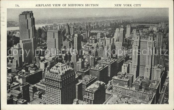 New York City Airplane view of Midtown Section Skyscraper