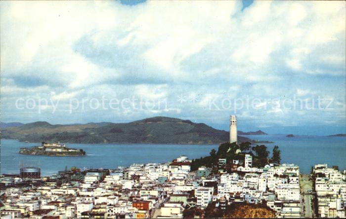 San Francisco California View of the Bay Coit Tower Alcatraz Island