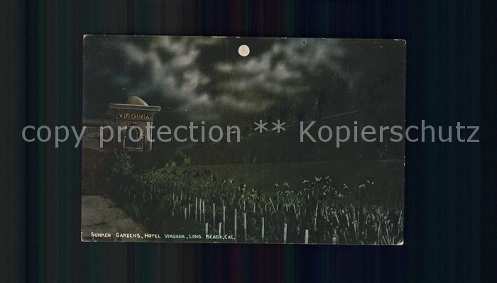 Long Beach California Sunken Gardens Hotel Virginia at moonlight