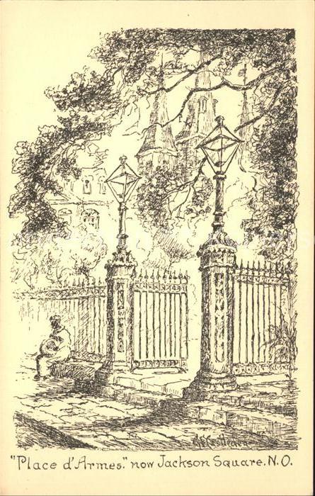 New Orleans Louisiana Place d Armes Jackson Square History Illustration