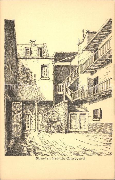 New Orleans Louisiana Spanish Cabildo Courtyard History Illustration Kuenstlerka