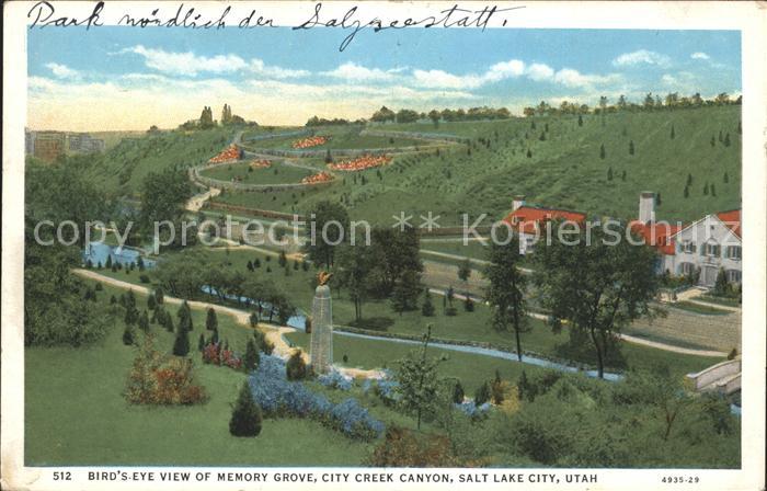 Salt Lake City Birds eye view of Memory Grove City Creek Canyon