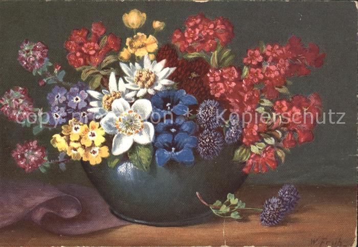 Frueh W. Alpenrosen Edelweiss Anemonen Primeln Enzian