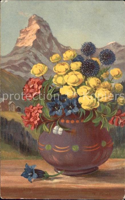 Frueh W. Alpenrosen Enzian Trollblumen