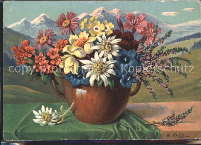 Frueh W. Alpenrosen Edelweiss Enzian Heidekraut